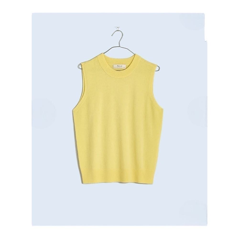 Madewell (Re)sponsible Cashmere Crewneck Sweater Vest in Heather Daffodil NWT